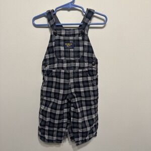 Oshkosh Vestbak Overalls Boys size 9 months Plaid Flannel Pants GUC